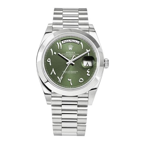 rolex day date arabic dial green|rolex day date 40 price.